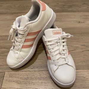 Adidas Women's White and Pink Sneakers